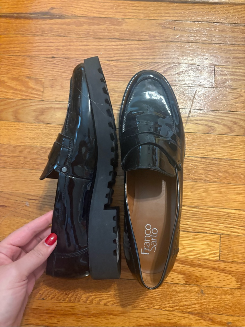Franco Sarto Black Patent Leather Penny Loafers - Picture 5 of 8